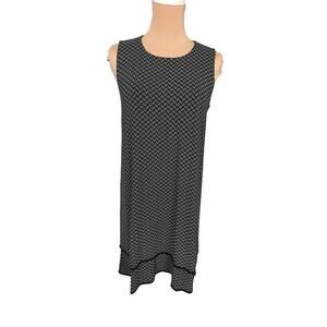 J.Jill Wearever Collection Travel Knit Tank Dress Black White Pattern SP